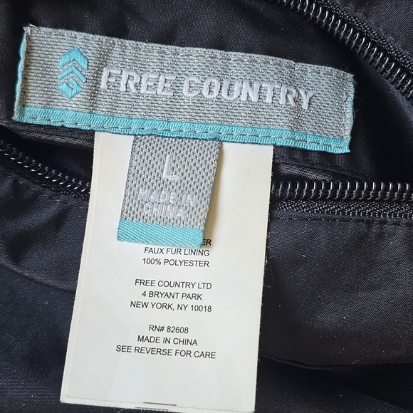 Free Country womens black winter jacket zip up hooded size L large - Picture 8 of 13